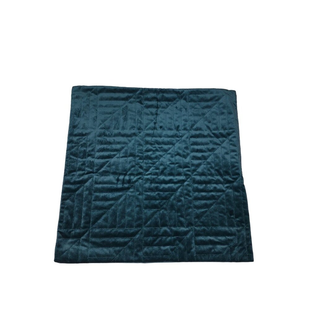 Teal Quilted Decorative Cushion Cover 20"x20" Velour Fabric Throw Pillowcase‎